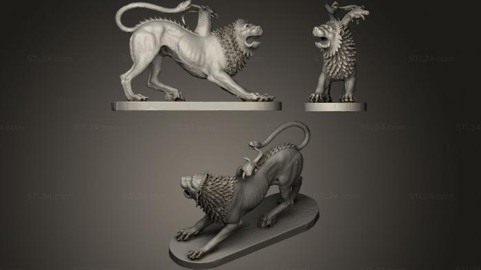 Статуэтки львы тигры сфинксы (Химера Ареццо, STKL_0007) 3D модель для ЧПУ станка